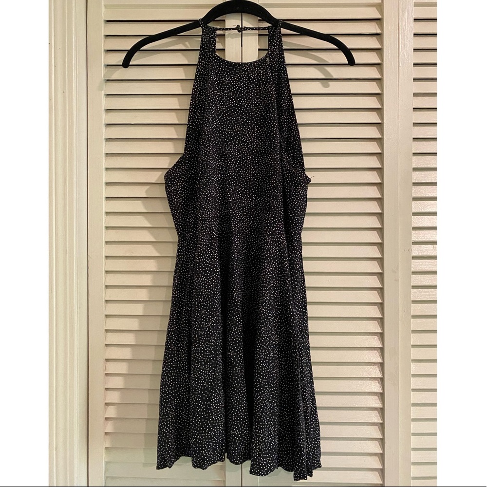 Navy & white polka dot halter dress from Urban Outfitters